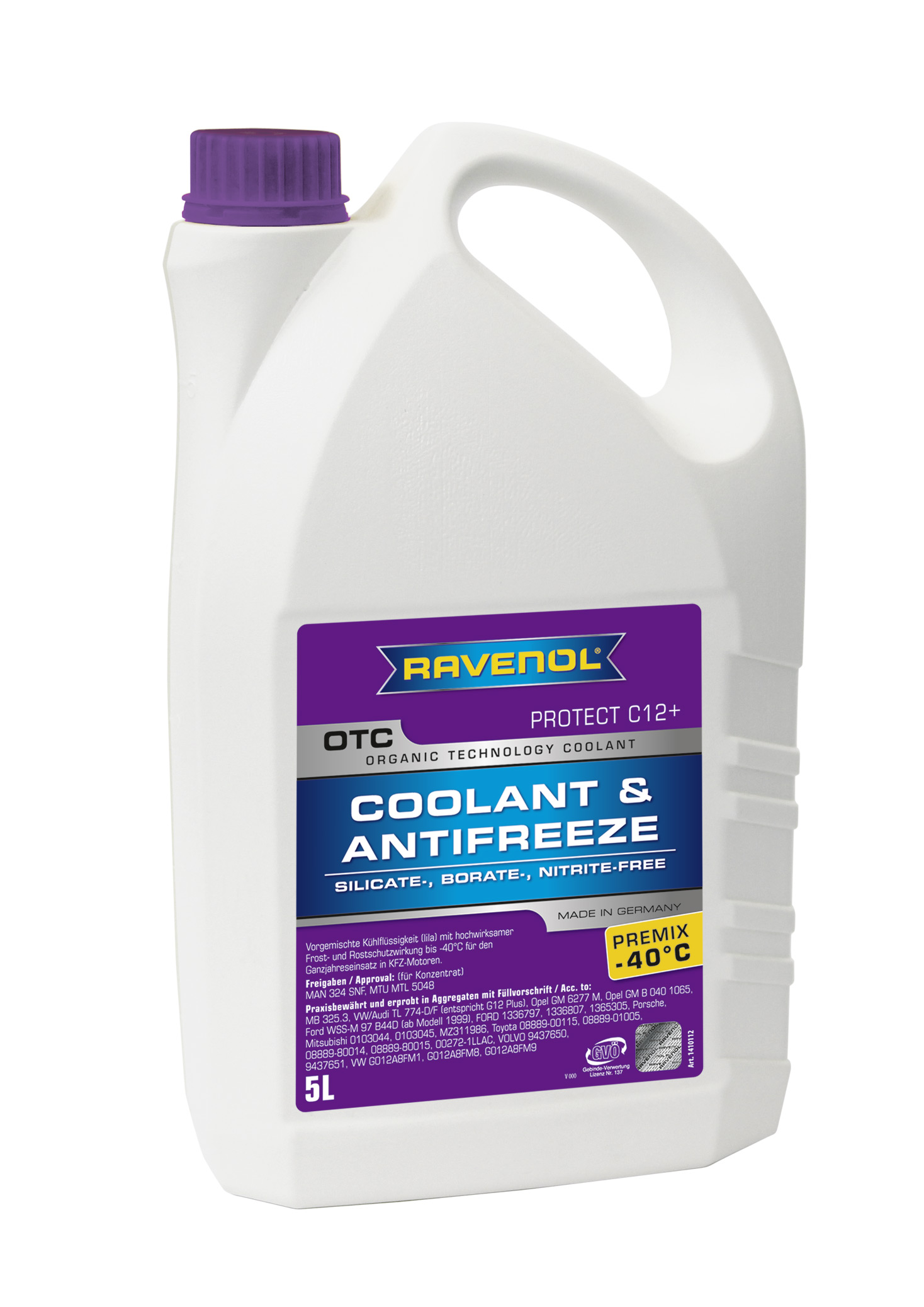 Купить запчасть RAVENOL - 4014835755550 Антифриз готовый к прим. лила OTC Organic Techn.Coolant Premix -40°C ( 5л)