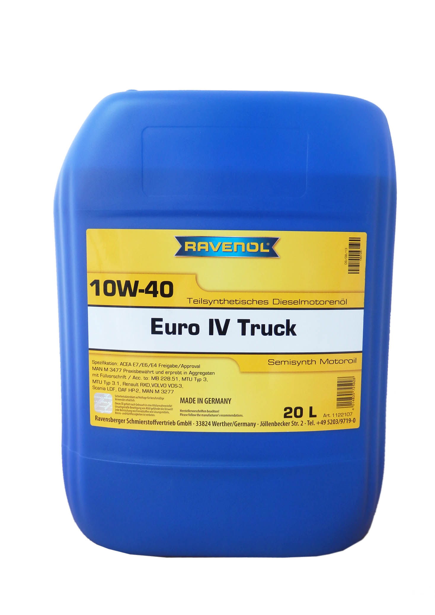 Купить запчасть RAVENOL - 4014835725928 EURO IV Truck SAE10W-40 (20 л) new