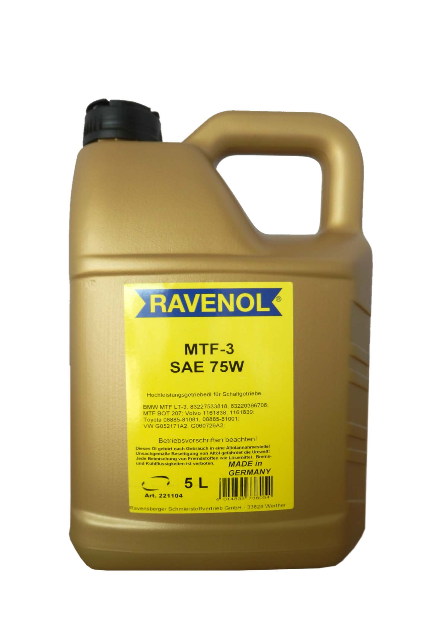 Купить запчасть RAVENOL - 4014835736054 Трансмиссионное масло  MTF -3 SAE 75W ( 5л)