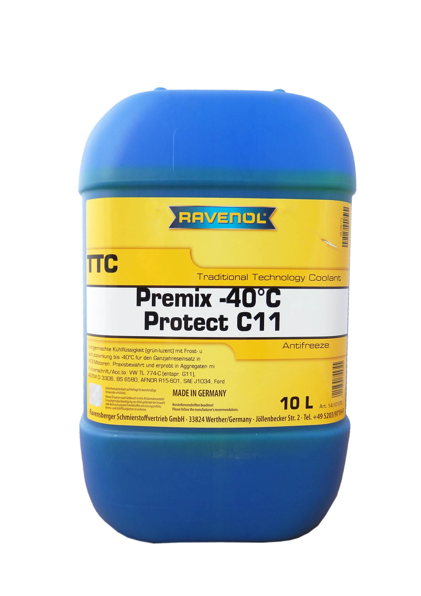 Купить запчасть RAVENOL - 4014835755345 Антифриз готовый к прим. жёлтый TTC Traditional Technology Coolant Premix (10 л)