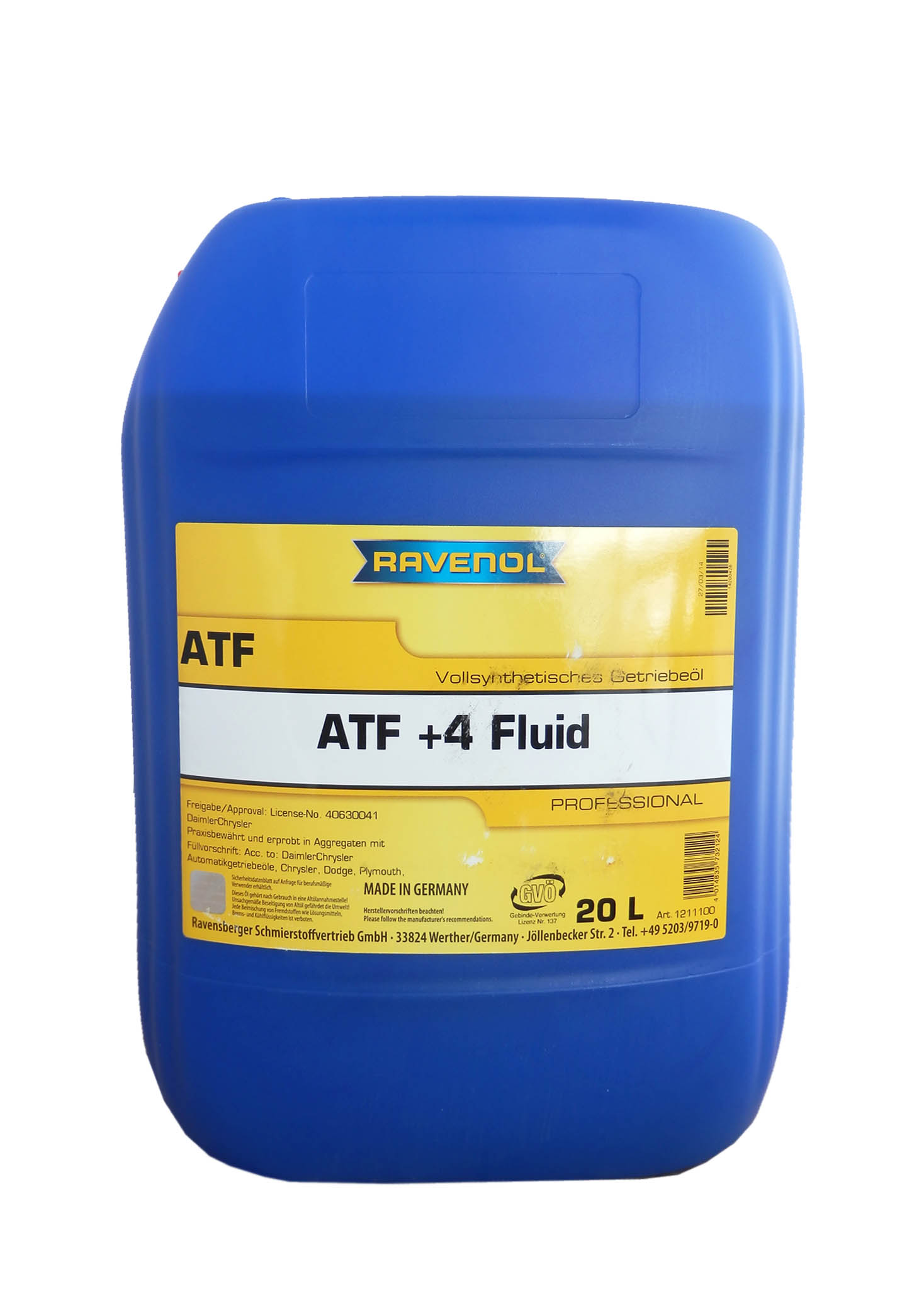 Купить запчасть RAVENOL - 4014835732124 Трансмиссионное масло ATF+4 Fluid (20 л) new