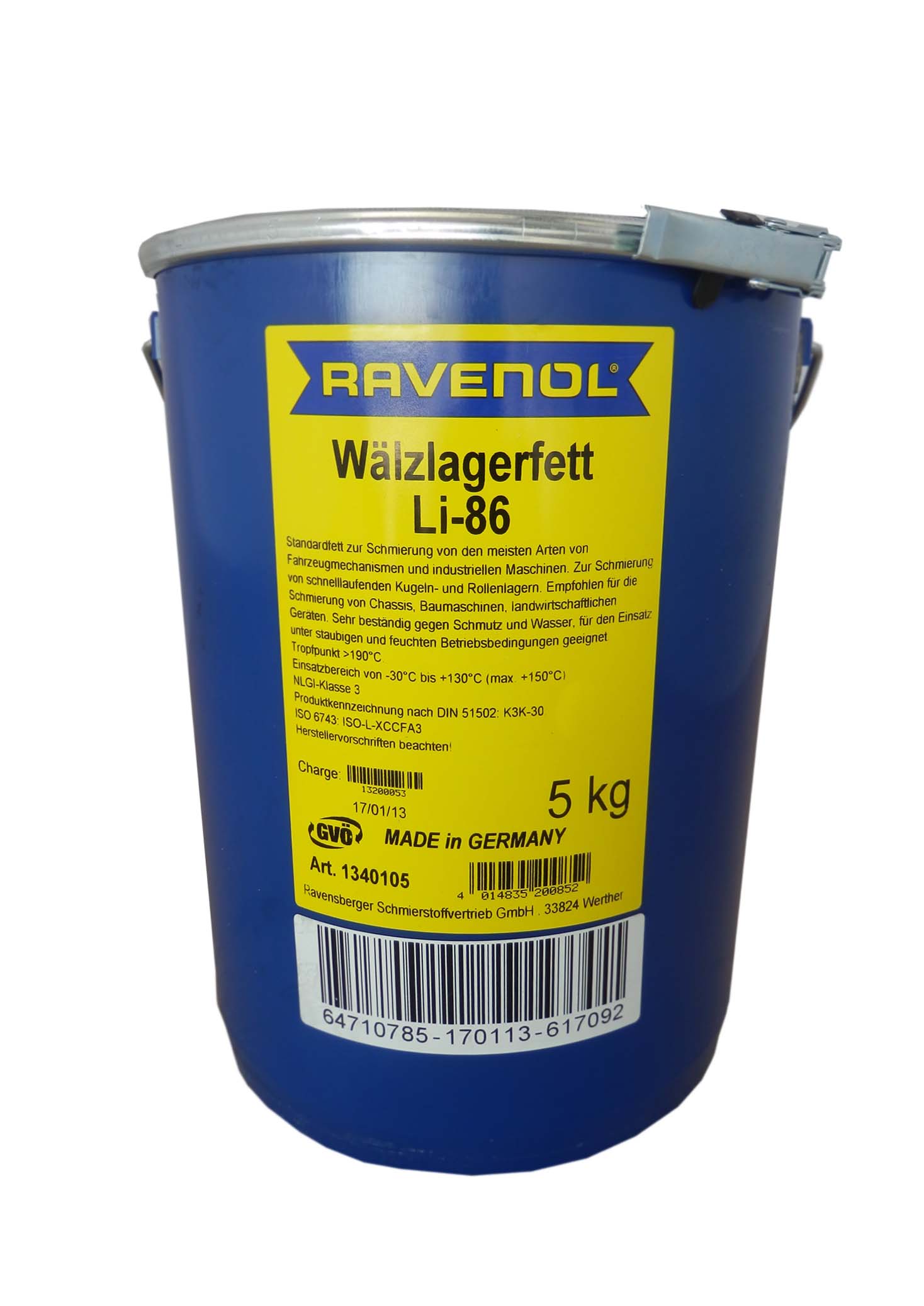 Купить запчасть RAVENOL - 4014835200852 Смазка Waelzlagerfett LI-86 ( 5кг)